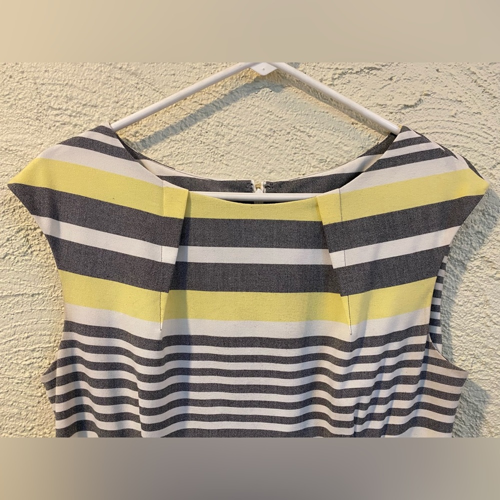 Calvin Klein size 10- yellow, grey and white striped dress - Picture 3 of 5